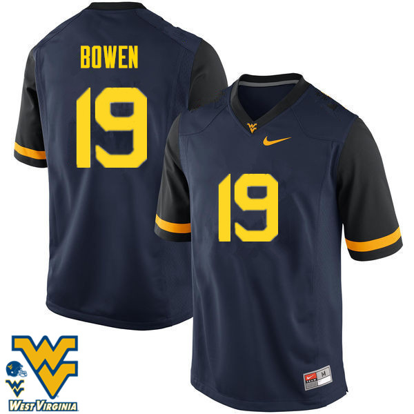 NCAA Men's Druw Bowen West Virginia Mountaineers Navy #19 Nike Stitched Football College Authentic Jersey JM23V65WJ